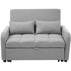 OKWISH ROZKLÁDACÍ pohovka 127/75/94 cm starožitná šedá z bavlny a lnu s polohovatelným opěradlem obraz