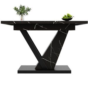 OKWISH JÍDELNÍ stůl 120-160/75/75, 5 cm černý z MDF a kovu rozkládací s mramorovým dekorem obraz