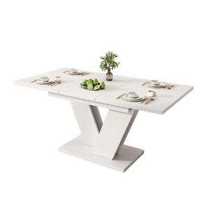 OKWISH ROZKLÁDACÍ jídelní stůl 120/160 x 80 cm bílý z MDF s V nohami obraz