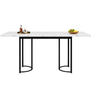 OKWISH JÍDELNÍ stůl 140-179, 5/80/75, 5 cm černá/bílá z MDF a kovu rozkládací obraz