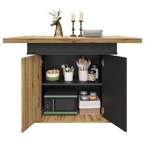 OKWISH JÍDELNÍ stůl 110-140/80/75 cm černá/přírodní z MDF s výsuvnou deskou a úložným prostorem obraz