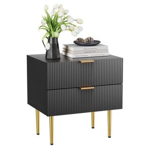 OKWISH NOČNÍ stolek 53/41, 5 cm černý z MDF a kovu se 2 zásuvkami obraz
