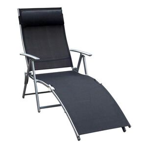 Modfu POLOHOVACÍ zahradní lehátko z kovu 137x63, 5x100, 5 cm černé s pěti polohami opěrky a skládacím provedením obraz