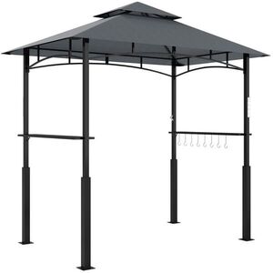 Modfu GRILOVACÍ altán z kovu 243x148x248 cm tmavě šedý s LED osvětlením, dvojitou střechou a odkládacími policemi obraz