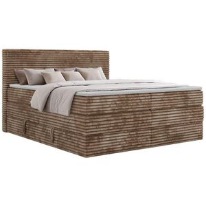 MKS POSTEL BOXSPRING TILION KING 200/200 - Hnědá Manšestr - H4 - Topper Visco obraz