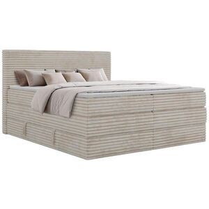 MKS POSTEL BOXSPRING TILION KING 160/200 - Béžová Manšestr - H3 - Topper T25 obraz