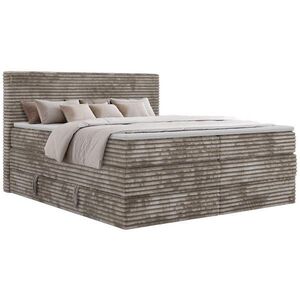 MKS POSTEL BOXSPRING TILION KING 200/200 - Světle hnědá Manšestr - H4 - Topper Visco obraz