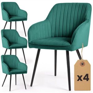 RAUMHIRSCH FURNITURE ČALOUNĚNÁ ŽIDLE, sada 4 ks, kovové nohy, zelená, černá 54, 5/82/58 obraz
