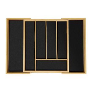 Relaxdays PŘÍBORNÍK Přírodní černá výsuvný bambus MDF 28x33 cm obraz
