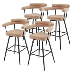 ML-DESIGN BAROVÉ ŽIDLE, sada 4 ks, otočné, hnědé s plyšovým potahem, výška 76 cm obraz