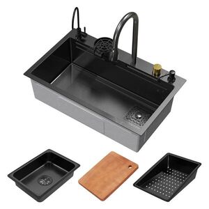 ML-DESIGN MULTIFUNKČNÍ DŘEZ 75 x 46 cm antracitový z nerezové oceli obraz