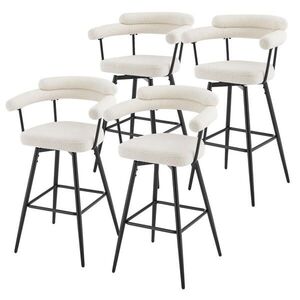 ML-DESIGN SADA 4 otočných barových stoliček, béžové s plyšovým potahem, výška 76 cm obraz