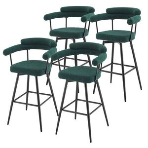 ML-DESIGN BAROVÉ STOLIČKY 4ks otočné tmavě zelené s plyšovým potahem, výška 76 cm obraz