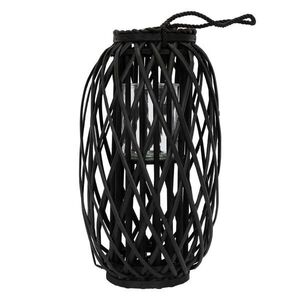 ECD-Germany LATERNA Ried 50xØ28 cm černá s uchem a skleněnou vložkou obraz