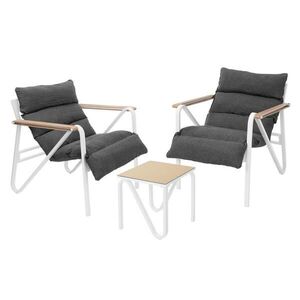 ML-DESIGN ZAHRADNÍ nábytek, 3dílná sada, bílá-šedá, s ocelovým rámem obraz