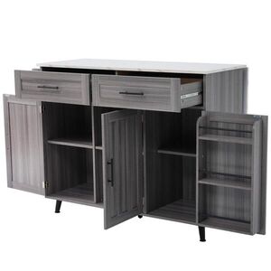 Redom KUCHYŇSKÝ ostrůvek 129/71/91, 5 cm s výsuvnou deskou, úložným prostorem na kolečkách a přestavitelnými nohami, Šedá/Bílá obraz