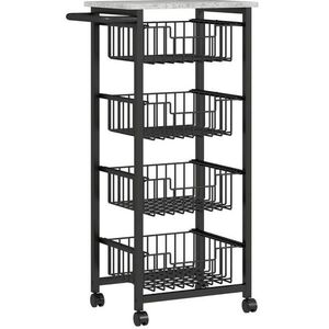 Redom MOBILNÍ kuchyňský ostrůvek na kolečkách 49, 5/31/91 cm s kolečky, 4 výsuvnými koši a rukojetí, Šedá obraz