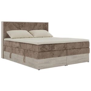 MKS POSTEL BOXSPRING NORDIC KING 180/200 - Hnědá Manšestr - Topper Visco - H4 obraz