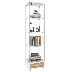 Redom VITRÍNA 36, 5/42, 5/167 cm s LED osvětlením, uzamykatelnou skříňkou a zásuvkou, MDF a tvrzené sklo, Bílá obraz