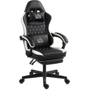 Redom HERNÍ židle 65/64/118-128 cm s podnožkou, polohovatelným opěradlem a nastavením výšky, polyester, Černá obraz