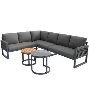 Modfu ZAHRADNÍ lounge set z olefinu 123x68x86 cm šedý modulární s nastavitelnými nohami a pratelnými potahy obraz