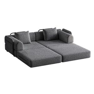 OKWISH ROZKLÁDACÍ křeslo šedá z ženilky s úložným prostorem v područce obraz