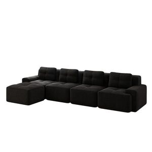 OKWISH MODULÁRNÍ pohovka 74 cm černá z manšestru s hlubokým sezením a bezmontážním provedením obraz