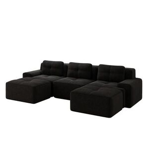 OKWISH MODULÁRNÍ pohovka 74 cm černá z manšestru s hlubokým sedem a bezmontážním provedením obraz