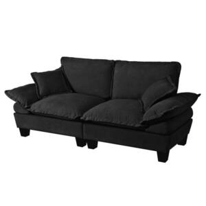 OKWISH POHOVKA 194/82/90 cm černá z chenille s oblými područkami a měkkým polstrováním obraz
