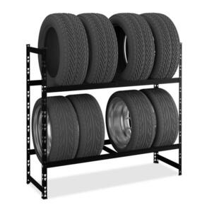 Relaxdays REGÁL Černá na 8 pneumatik 2 police 100 cm obraz