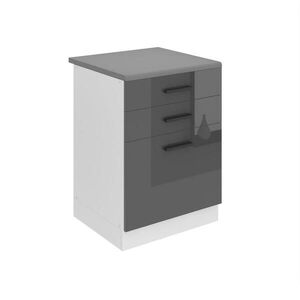 B BELINI GROUP KUCHYŇSKÁ SPODNÍ SKŘÍŇKA 60 cm SDSZ s pracovní deskou, zásuvky, Stříbrná lesklá obraz