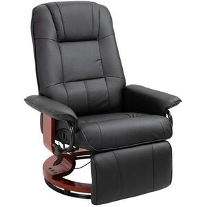 Redom RELAXAČNÍ křeslo 78/87/100 cm s polohováním 145°, opěrkou nohou a otočnou funkcí z ekokůže, Černá obraz