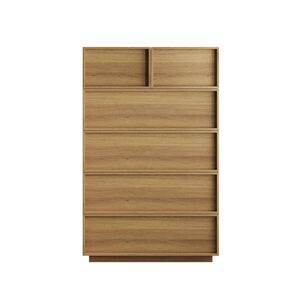 Modfu KOMODA z MDF a dřevotřísky 80x48x127 cm dubová se 6 zásuvkami, kovovými pojezdy a ochranou proti převrácení obraz