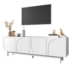 Modfu TV stolek z dřevotřísky 175x38x56 cm bílý se 4 dvířky, push-to-open a nastavitelnými policemi obraz