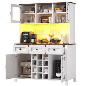 Redom VYSOKÁ kuchyňská skříň 120/40/170 cm s LED osvětlením, USB/AC zásuvkami a tichým dovíráním, MDF/sklo, Bílá obraz