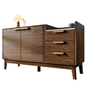 Modfu KOMODA z MDF a masivního dřeva 120x77x40 cm tmavý dub se 3 zásuvkami obraz