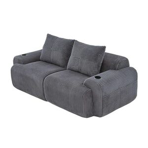 Modfu MODULÁRNÍ pohovka z manšestru 200x99x80 cm tmavě šedá s držákem na nápoje a boční kapsou obraz