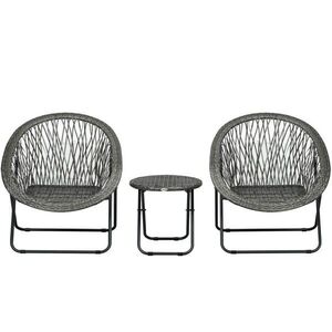 Redom BALKONOVÝ set 3 ks 77/76/78 cm a 46/46/43 cm skládací z umělého ratanu, Šedá obraz