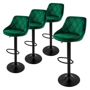 ML-DESIGN SADA 4 barových stoliček ze zeleného sametu, výškově nastavitelné/otočné obraz