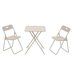 Modfu BALKONOVÝ bistro set z oceli 60x60x73 cm béžový skládací pro 2 osoby, 2 židle a stůl obraz
