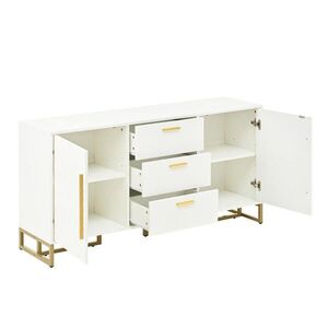 OKWISH BOČNÍ skříň 45, 5/58, 5 cm bílá z MDF a PB s chevron vzorem, 2 dveřmi a 3 zásuvkami obraz