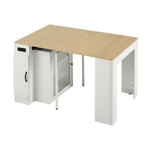 OKWISH KUCHYŇSKÝ ostrůvek 83/39, 6~79, 6~119, 6~149, 6/77 cm přírodní bílý z MDF, PB a skla s LED a USB obraz