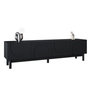 OKWISH TV skříň 169/34/45, 5 cm černá z MDF a dřevotřísky s bezúchytkovými dvířky obraz