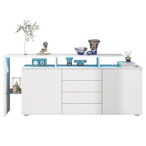 OKWISH KOMODA 160/35/70 cm bílá z dřevotřísky a skla s LED osvětlením a USB obraz