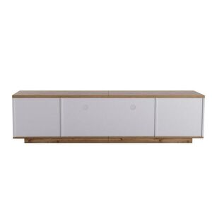 OKWISH TV stolek 180/38/46 cm bílá z MDF s mřížkovými dvířky a skrytým úchytem obraz