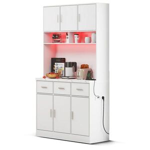 Modfu KUCHYŇSKÁ skříňka z MDF 100x40x180 cm bílá s LED osvětlením, USB zásuvkami a velkým úložným prostorem obraz