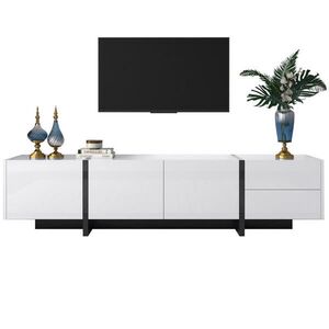 OKWISH TV stolek 190/35/45 cm bílá z dřevotřísky s vysokým leskem a úložným prostorem obraz