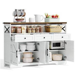 OKWISH BUFFETOVÁ skříň 140/35/95 cm hnědá a bílá z MDF s 3 zásuvkami a úložným prostorem obraz