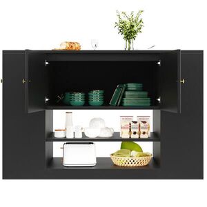 OKWISH KUCHYŇSKÝ ostrůvek 140/40/90 cm černý z MDF s výklopnou deskou a úložným prostorem obraz