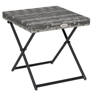 OKWISH ZAHRADNÍ stůl 40/40/40 cm šedý z polyratanu s kovovou konstrukcí, skládací a odolný obraz